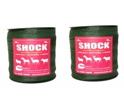 Shock Green 40mm Wide Electric Fence Tape Twin Pack Deal
